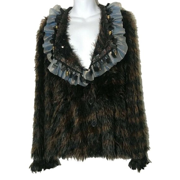 Fantazia Unique Shaggy Boho Funky Embellished Cardigan Women’s Small - Picture 1 of 14
